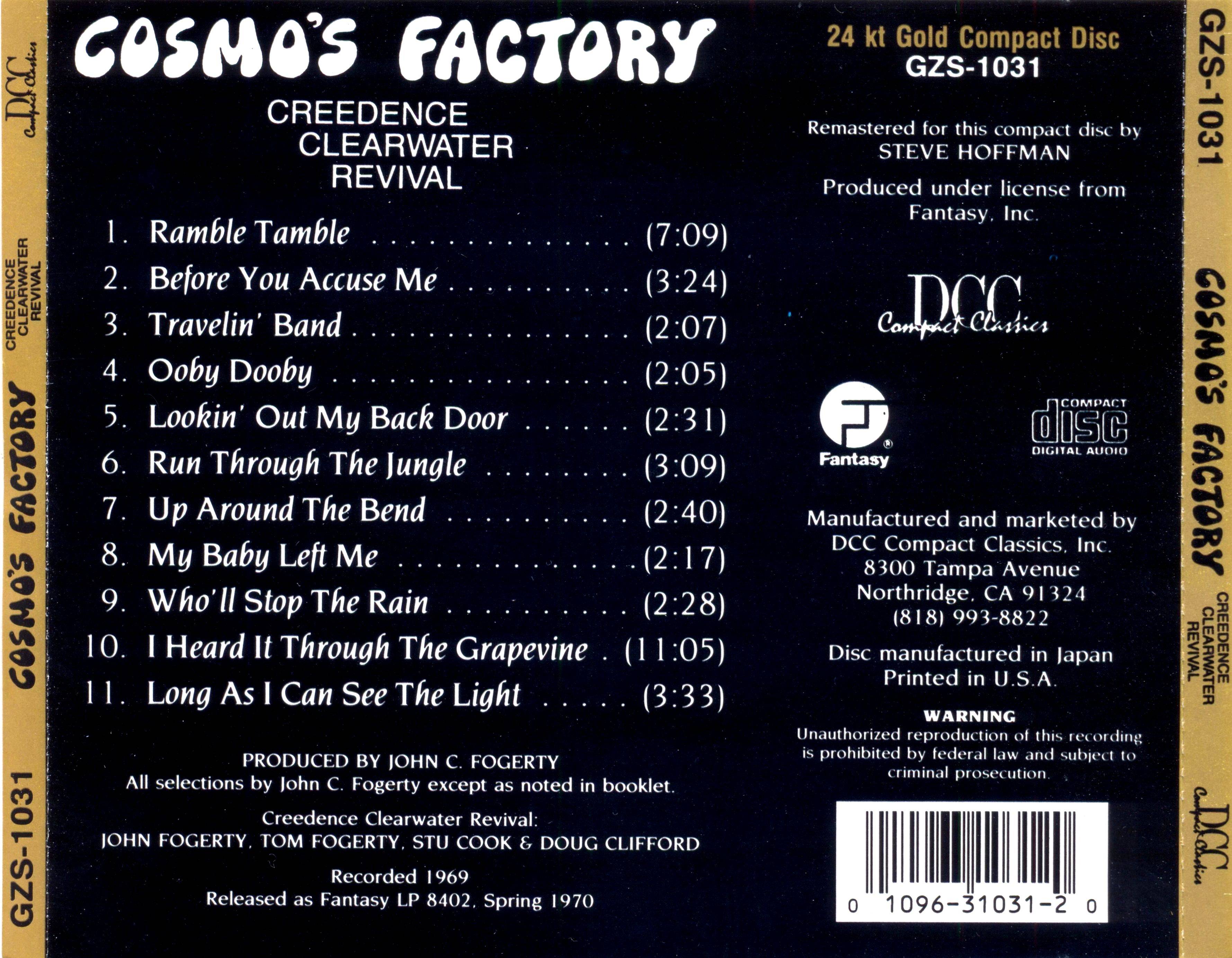 Creedence Clearwater Revival Cosmos Factory : Back US